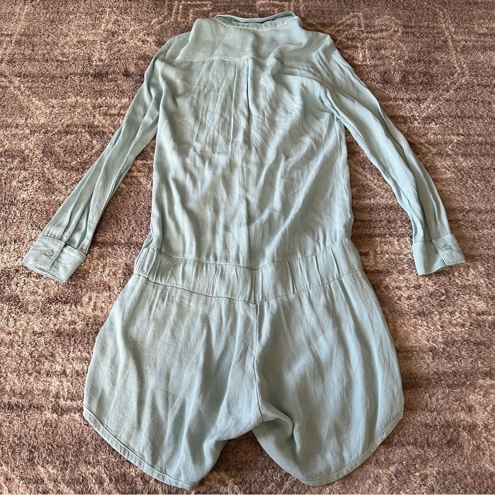 NWT Monrow Long Sleeve Shorts Romper Blue - Picture 7 of 7